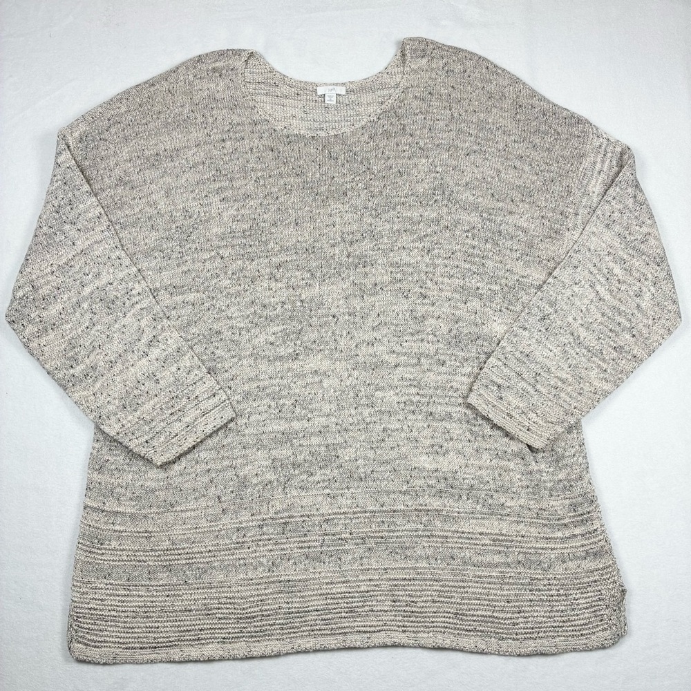 J. Jill Black & White Cotton Blend Sweater 3x Salt & Pepper Coastal Grandma